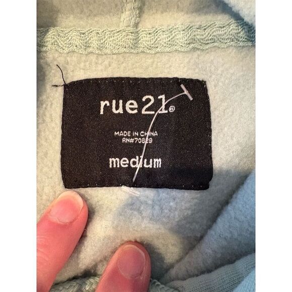 Rue 21 Men's Oversized Standard Peace Hoodie Medium Light Green Pullover - Picture 6 of 9